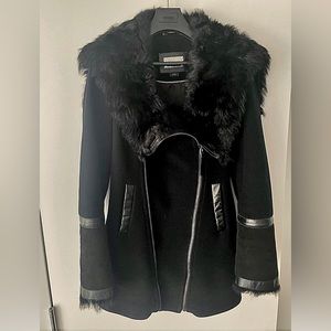 Mackage wool suede and fur coat